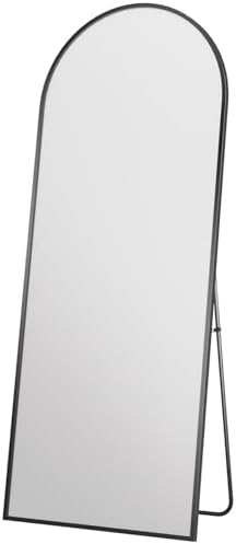 Antok Full Length Mirror, 76"x34" Floor Mirror with Stand, Black, Arched - Image 4
