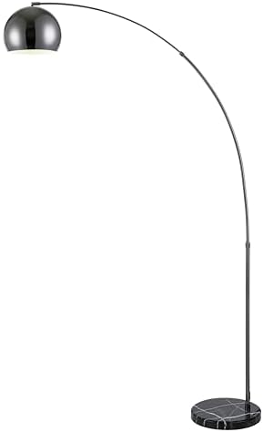 Major-Q Large 79" H Modern Standing Adjustable Floor Lamp with Metal Dome Shade & Marble Base for Living Room - Corner Light Arc Lamps for Bedrooms Black Chrome by Major-Q