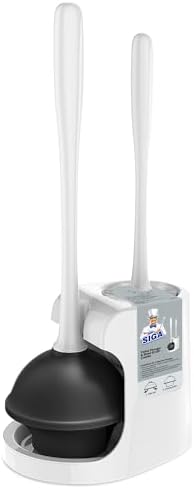 MR.SIGA Toilet Plunger and Bowl Brush Combo for Bathroom Cleaning, White (Pack of 12) by MRSIGA