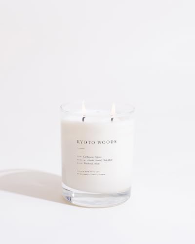 Brooklyn Candle Studio Kyoto Woods 2 Wick Candle – Luxury Scented Candle with Cypress, Hinoki & Santal – Vegan Soy Wax, Hand-Poured in the USA – 70-Hour Burn Time, 13oz by BrooklynCandleStudio
