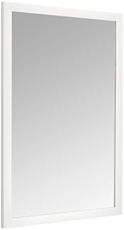 Amazon Basics Rectangular Wall Mount Mirror for Bedroom, Living Room, Entryway, 24" x 36", Standard Trim, White, Hangs Horizontally or Vertically by AmazonBasics