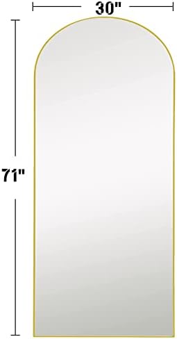 Full Length Mirror, 71"x30" Arched Floor Length Mirror, Oversized Standing Mirror, Hanging or Leaning Against Wall Mounted Mirrors, Large Full Body Mirrors with Aluminum Frame for Bedroom (Gold) - Image 4