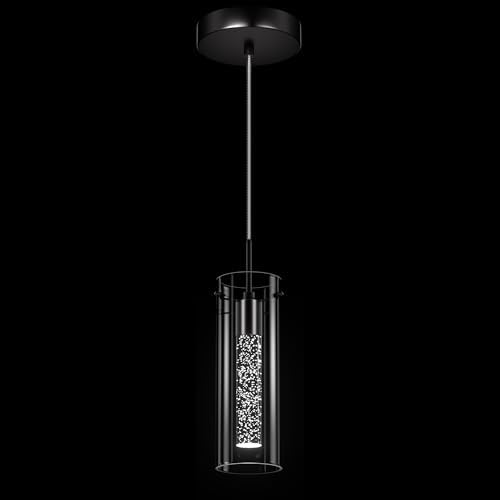 LED Crystal Pendant Lights for Kitchen Island, Matte Black, 1 Pack by Esfos
