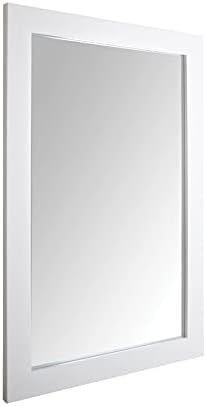 Amazon Basics Rectangular Wall Mount Mirror for Bedroom, Living Room, Entryway, Wide Trim, 24" x 36", White by AmazonBasics