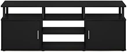 Furinno Jensen Entertainment Center Stand for TV up to 70 Inch, Plastic Pole, Americano/Black - Image 6