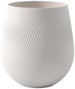Villeroy & Boch Manufacture Collier Blanc Large Vase Carré, 8 in, Premium Porcelain, White by Unknown