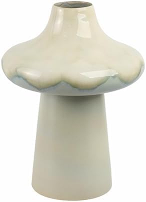 Pedestal Vase for Home Decor - Ceramic Earthenware for Bathroom, Bedroom, Kitchen, and Living Room Centerpiece - Flower Pot Accent Display for Entryway and Office Hallway Styling - 16", Ivory & Blue - Image 6