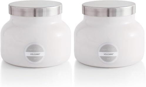 Capri Blue Volcano Scented, Glass Jar Candles for Home with Tropical Fruit & Sugared Citrus, Soy Wax Blend, White Color (19 Oz) (Pack of 2) by Unknown