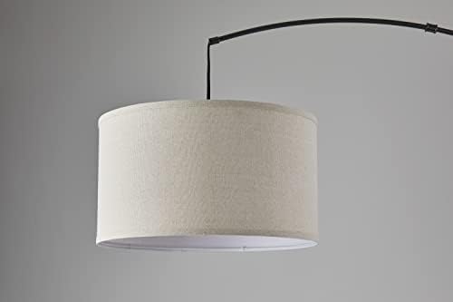 Adesso Arc Floor Lamp with Curved Arm and Oatmeal Fabric Drum Shade – Transitional Overhead Accent Light for Living Room, Bedroom, Home Office, or Reading Area, 74” Tall - Image 4