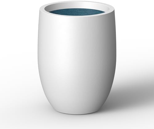 Kante Small Round Curved White Concrete Planter 9.1" Dia, Outdoor by Unknown
