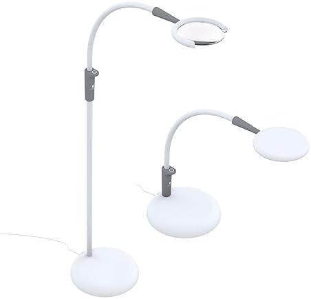 Daylight Company - Magnificent Pro - Magnifying lamp, Bright 6,000K Daylight LEDs, CRI 95+, 3 in 1 Lamp, 1.75X semi-Rimless Lens, Lumens: 600, White by DaylightCompany-USA