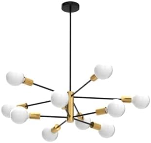 RUIYEY Sputnik Chandeliers Modern Black and Gold Chandeliers 10-Light Mid Century Farmhouse Chandelier Ceiling Light Fixture Height Adustable Pendant Light for Kitchen Island Living Room Dining Room - Image 4