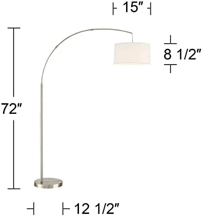 360 Lighting Cora 72" Tall Brushed Nickel Modern Arc Floor Lamp - Image 4