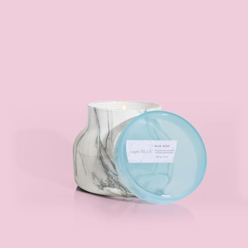 Capri Blue Modern Marble Jar Candles - Luxury Scented Candles for Home - Long Lasting Soy Wax Blend - Scented Home Decor Gifts - Blue Jean (8 oz) - Image 2