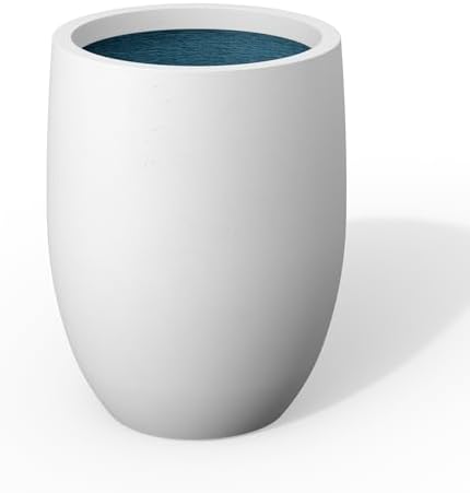 Kante Accent Round Curved White Concrete Planter 12.6" Dia, Outdoor by Unknown