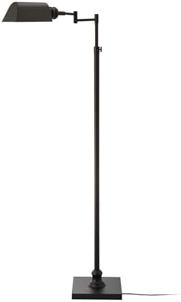 O’Bright Arcadia - Pharmacy Floor Lamp, Full Range Dimming, Swing Arm Task Lamp, E26 Socket, Bulb Replaceable, Adjustable Height 47” to 55”, 360° Rotatable Shade, All-Metal Design, Black by OBright