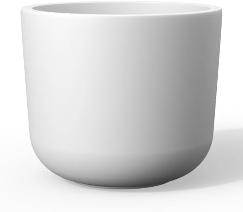 Kante Large Round Capsule White Concrete Planter 13.2" Dia, Outdoor by Unknown