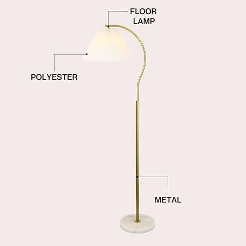 JONATHAN Y Devon 60.5" Modern Glam Arc Floor Lamp, Brass Gold/White Marble - Image 5