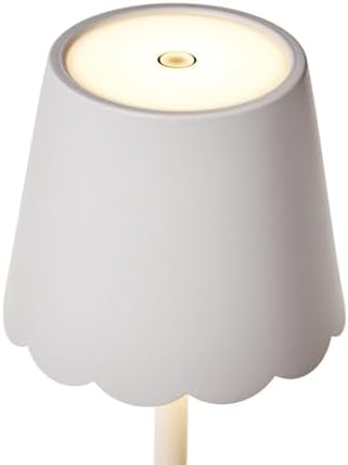 Two's Company Scalloped Edge Shade LED Cordless Table Lamp, 14.5-Inch, White - Image 3