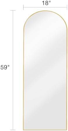 ITSRG Floor Mirror, Full Length Mirror with Stand, Arched Wall Mirror, Gold Floor Mirror Freestanding, Wall Mounted Mirror for Bedroom Living Room, Gold - Image 4