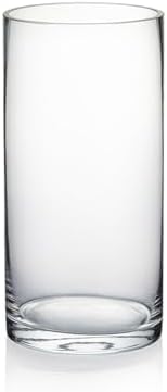 WGVI Quality Thick Weighted Clear Cylinder Glass Vases, 4" W x 8" H, Flower Arrangement Floating Candle Holders Wedding Centerpieces Terrarium Planter Floral Pen Brush Storage Container, 1 Piece by WGVInternational-OpusGlassware