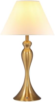 O'Bright Ember Cordless Table Lamp – Rechargeable, Touch Dimmable, Battery Operated, E26 LED Bulb, Type-C Fast Charging, Portable Lamp for Bedroom, Living Room, Office, Antique Brass by OBright