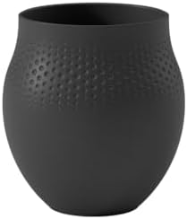Villeroy & Boch Collier Noir Large Vase : Perle, 6.5 in, Premium Porcelain, Black by Unknown