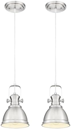 2-Pack Brushed Nickel Pendant Lights Kitchen Island, Metal Shade by Audickic