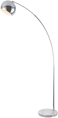 Major-Q Modern Standing Adjustable Floor Lamp with Metal Dome Shade & Marble Base for Living Room - Corner Light Arc Lamps for Bedrooms in Silver Finish - Image 6
