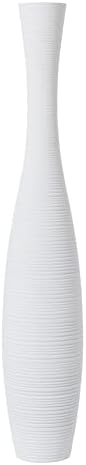 Leewadee Decorative Tall Floor Vase for Living Room Decor, 26 inches, White, Resin - Image 3