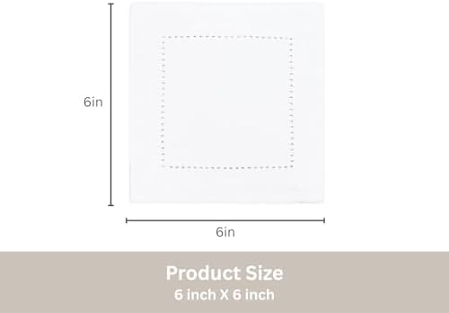 PurpleEssences Hemstitch Cocktail Napkins 6x6 in Cotton - White - Image 3