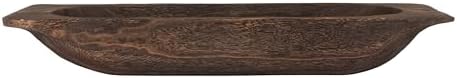 Creative Co-Op Decorative Paulownia Wood Tray Bowl, Brown - Image 3