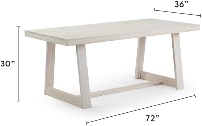 Plank+Beam Classic 72 Inch Dining Table, Rectangular, White Sand Wirebrush - Image 2