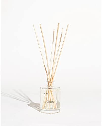 Brooklyn Candle Studio Reed Scent Diffuser - Maui - Relaxing Oil Diffuser, Sea Salt, Driftwood & Ylang Ylang Fragrance, 8 Rattan Diffuser Reeds, Clean Ingredients - 3.7oz - Image 2