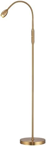 O’Bright Ray – Adjustable LED Beam Floor Lamp, Dimmable and Zoomable Spotlight, Flexible Gooseneck, Reading/Crafting Standing Lamp, Work Table Light, Antique Brass by OBright