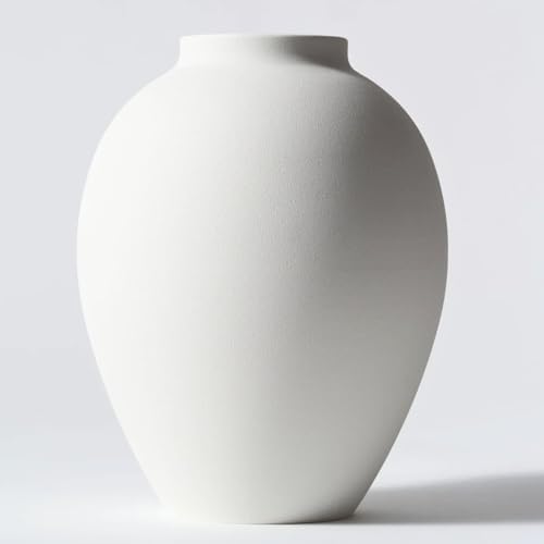 White Vase for Home Decor - Modern Farmhouse Ella Flower Vase for Table by RyddeligHome-AestheticHomeDecor
