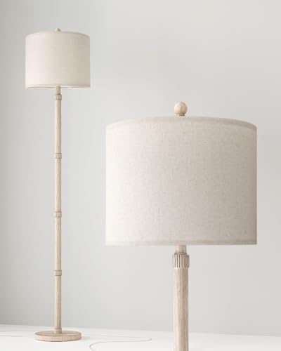 BOBOMOMO Retro Farmhouse Floor Lamp Rotary Switch, 62" Resin Vintage Floor Lamp, Rustic Tall Floor Lamps for Living Room, Corner, Bedroom, Office(Without Bulb) - Image 2
