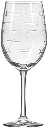Rolf Glass School of Fish White Wine Glass | 12 ounce Stemmed Set of 4 | Lead-Free Glass | Diamond Wheel Engraved in America - Image 2