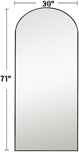 Full Length Mirror, 71"x30" Arched Floor Length Mirror, Oversized Standing Hanging or Leaning Against Wall Mounted Mirrors, Large Full Body Mirror with Aluminum Frame for Bedroom (Black) - Image 4