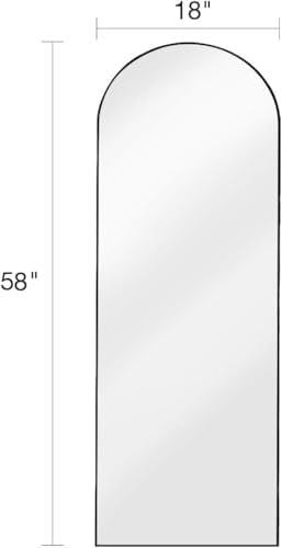 DMWOODFL 58"x18" Arched Full Length Mirror - Wall/Floor Mounted with Stand, Shatter-Proof Glass & Aluminum Frame, Large Body Mirror for Bedroom, Living Room, Entryway or Cloakroom, Black - Image 2