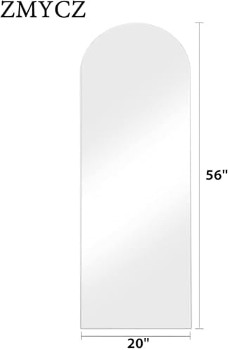 Arched Floor Mirror, 56"x20" Full Length Mirror, Standing Mirror Hanging or Leaning, Body Mirrors with Stand, Wall Mounted Mirror, Arched-Top Mirrors with Aluminum Frame for Bedroom (White) - Image 4