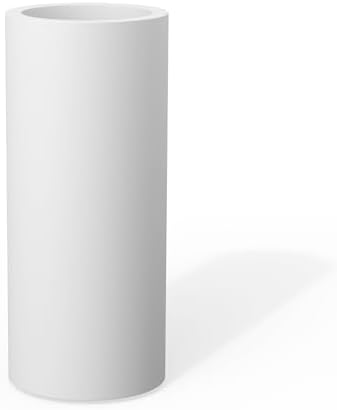 Kante Small Round Column White Concrete Planter 18.9" Tall, Outdoor by Unknown