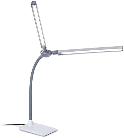 DuoPro Table Lamp - Double Shade LED Task Lamp, 4 Brightness Levels, 6,000K Daylight, 2,100 Lux, Anti-Glare, Flexible Arm, Touch Dimmer - Ideal for Sewing, Crafting, Reading by DaylightCompany-USA