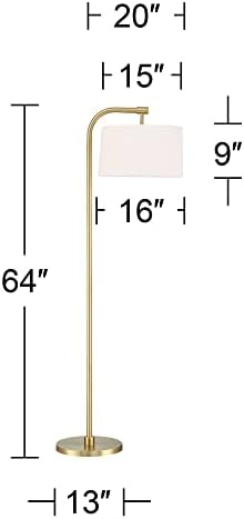 Serra 64" Tall Warm Gold Chairside Arc Offset Arm Floor Lamp Living Room - Image 4