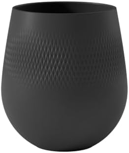 Villeroy & Boch Manufacture Collier Blanc Large Vase Carré, 8 in, Premium Porcelain, Black by Unknown
