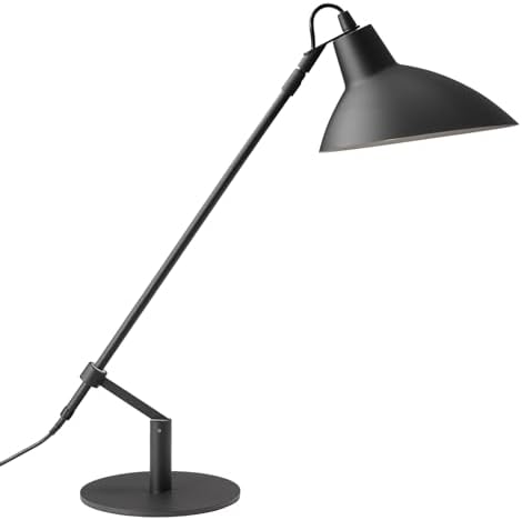 Desk Lamp Modern Industrial 100% Metal Adjustable Table Lamp 24", Natural Light (4000K) with Dimmer, Ideal for Office Bedroom Study Room Living Room Nightstand Bedside Lamps Sand Black by PSDSSHIIS