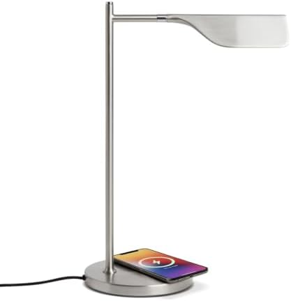Brightech Leaf LED Table lamp, Pharmacy LED Desk Lamp for Living Rooms & Offices, Adjustable Standing Lamp for Bedroom Reading, Task Lamp for Sewing & Craftwork - Nickel by Brightech