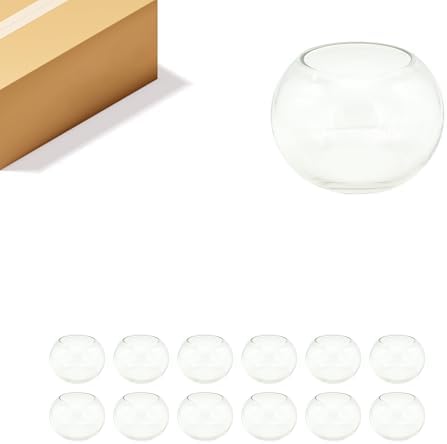 WGV Bowl Glass Vase, Diameter 5.1", Height 3.75", Open Width 3", (Multiple Sizes Choices) Clear Bubble Planter Terrarium Fish Bowl for Wedding Event Home Decor, 12 Pieces (VBW0005) by WGVInternational-OpusGlassware
