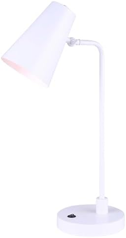 Canarm Orli Table Lamp 22-Inch Minimalist Matte White with Metal Shade, On-Off Switch on Socket for Bedroom or Desktop Lighting by CANARM+LTD.