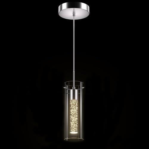 LED Crystal Pendant Light for Kitchen Island, Brushed Nickel, 1 Pack by Esfos